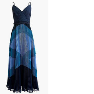 J Crew Pleated Maxi Dress in Geometric Print